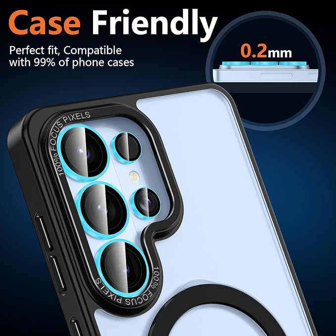 for Samsung Galaxy S26 Ultra Camera Lens Protector, Individual Metal Ring Tempered Glass Lens Cover, [Strong Adsorption] Scratch Resistant Ultra-Thin HD Clear Lens Cover, 1 Set-Blue Shine - Image 8
