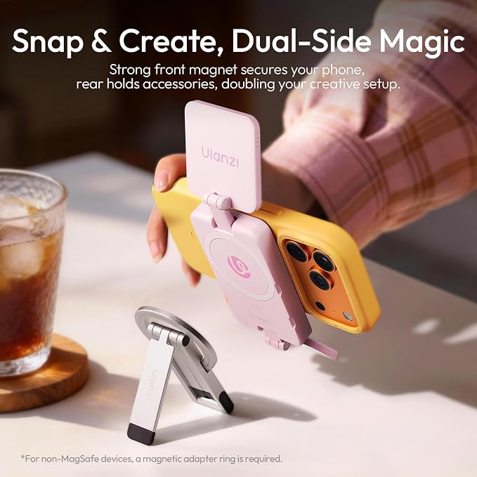 Ulanzi GL01 Magnetic Selfie Light LED Dual Fill for MagSafe iPhone 17 16 15 | Rechargeable Type-C 2700K-6500K Pocket Phone Light, Dual Sided Adjustable Brightness Phone Lighting for Vlog makeup Selfie - Image 4