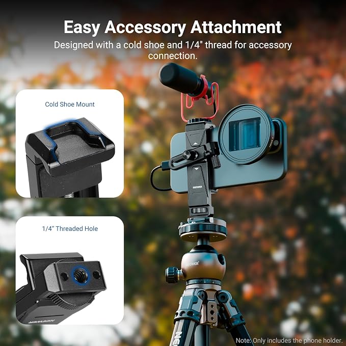 NEEWER Phone Holder with 17mm Phone Adapter & 17–37/58mm Filter Ring, Universal Adjustable Phone Tripod Mount Accessories Compatible with iPhone 17 Pro Max 16 S25 Ultra, PA047 PRO - Image 7