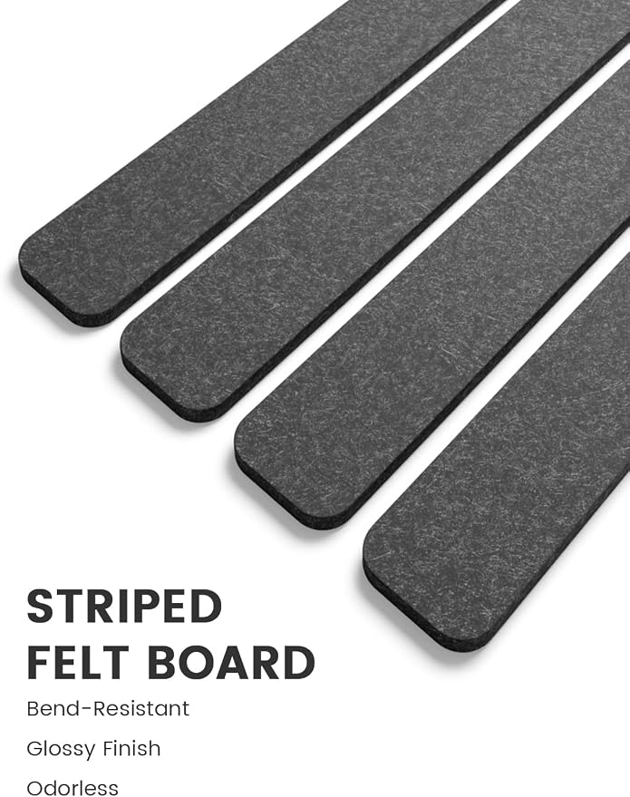 Fluxynara 13" x 2" Felt Wall Panels, Charcoal Gray | 5-Pack Includes 35 Push Pins and Adhesive Tabs for Photos, Notes and Decor in Bedroom Doors, Home Office or Studios - Image 3