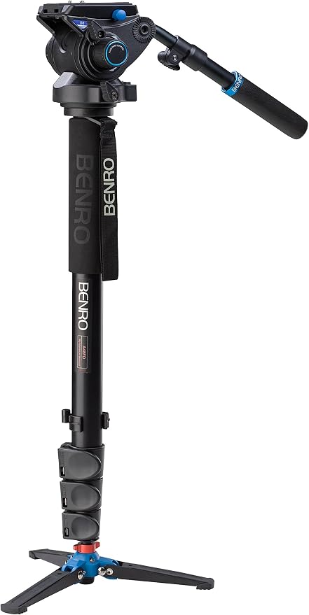 Benro Aluminum 4 Series Flip-Lock Video Monopod Kit w/ 3-Foot Articulating Base and S6 Video Head (A48FDS6) by Benro