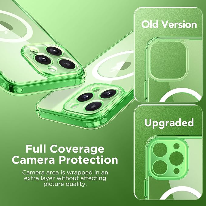 CAPRARO for iPhone 14 Pro Max Case, Compatible with MagSafe | Upgraded [Full Camera Protection] Shockproof Protective Slim Translucent Matte Magnetic Phone Case 6.7'', Clear Green - Image 4