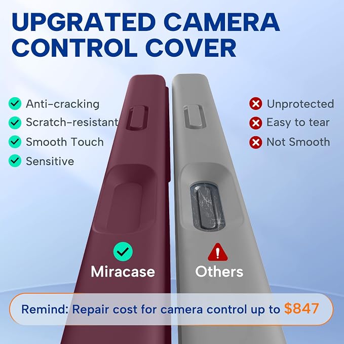 miracase Magnetic for iPhone Air Case, Compatible with MagSafe, Integrated Silicone Camera Control Cover, 3.0mm Thicken Shockproof Drop Protection Phone Case for 17 Air,Wine Red - Image 3
