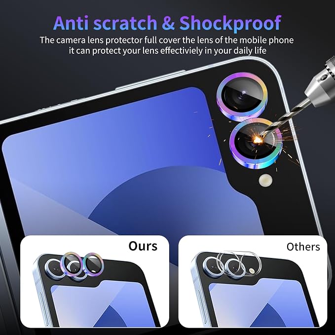 Camera Lens Protector for Samsung Galaxy Z Flip 6,1 Pack | Tempered Metal Glass Camera Cover, HD Clear Anti-Scratch Lens Screen Protector Film,Case Friendly,Colorful Titanium - Image 4