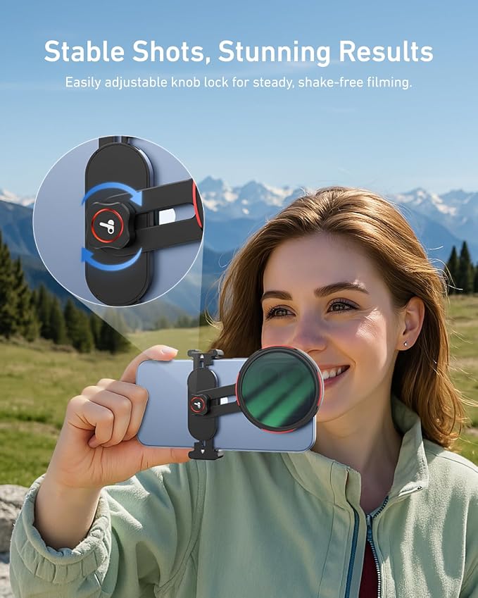 TELESIN 67mm ND16 Filter, DSLR Camera Lens, Multi-Layer Nano-Coated Glass, AR&AF Coating, Long Exposure & Motion Blur, Water & Fingerprint Protection, for Smartphone Mounts - Image 5