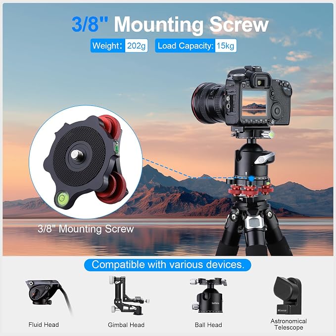 Tripod Leveler Stand with +/-5 Degree Precision Adjustment Bracket for Seestar s50/Panoramic Head Ball Head Video Head and Tripod - Image 6