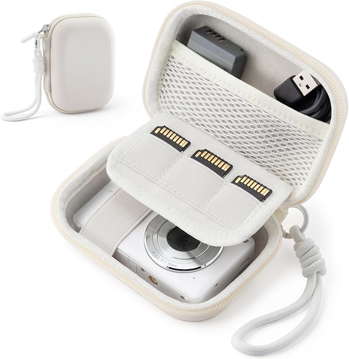Camera Case for Digital Camera CAMKORY DC403 FHD 1080P/ KODAK PIXPRO FZ55/ FZ45, Small Travel Compact Camera Holder with Mesh Pocket for Accessories SD Card (White) by TYSORETY