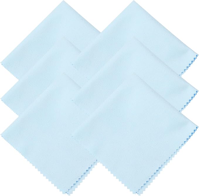 uxcell 6 Pcs Microfiber Cleaning Cloth for Glasses, 8 x 8 Inch Eyeglass Cleaning Cloth, Glasses Cleaner Wipes for Electronics Lenses Screens Cameras Cell Phones, Light Blue by uxcell