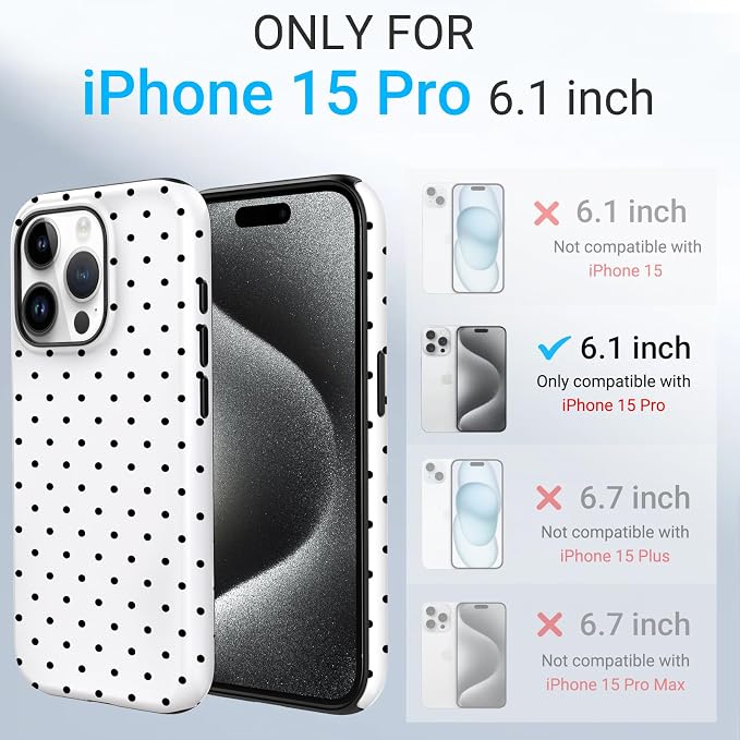 TPU Phone Case for iPhone 15 Pro Max, MagSafe Wireless Charging Compatible, Shockproof Slim Fit Protective Cover with Anti-Yellowing & Raised Camera Protection (Polka dot 8, iPhone 15 Pro Max) - Image 2