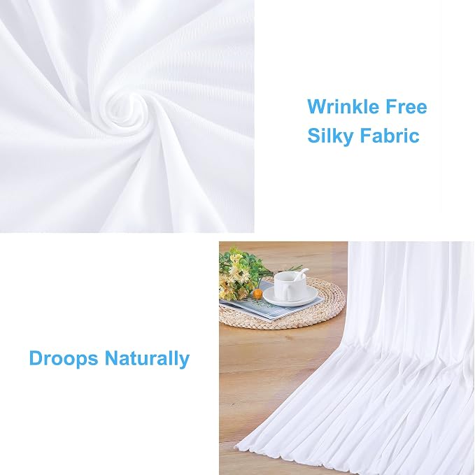 6 Panels White Backdrop Curtains for Wedding Party Wrinkle Free Backdrops Curtain Drapes Fabric Decorations Photo Back Drop Cloth for Baby Shower Photography Stage Reception 30ft(W) x 12ft(H) - Image 8