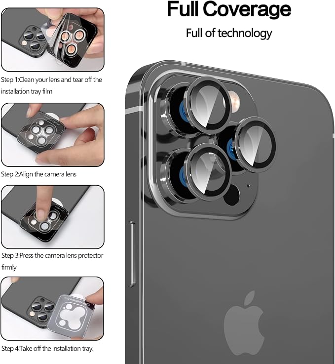 YWXTW [Upgraded Camera Lens Protector for iPhone 13 Pro Max 6.7 Inch/iPhone 13 Pro 6.1 Inch, [Keep Original Camera] [Installation Frame] Tempered Glass Camera Lens Cover, 1 Set - Image 6