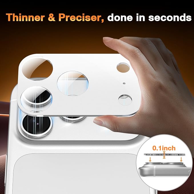 YWXTW [0 Bubbles for iPhone 17 Pro Max Camera Protector, Full Coverage Tempered Glass Lens Screen Protector for iPhone 17 Pro Max Accessories, Case Friendly, HD Clear, 3 Pack (Silver) - Image 6
