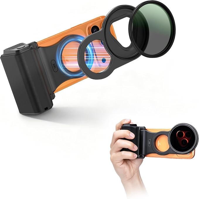 JJC 67mm CPL Polarizing Filter for iPhone with Magnetic Phone Camera Grip | Compatible with iPhone Air 17 16 15 14 Pro Series, Remote Control, 1/4" Tripod Screw, for Vlogging Video Recording Filmmaking by JJC