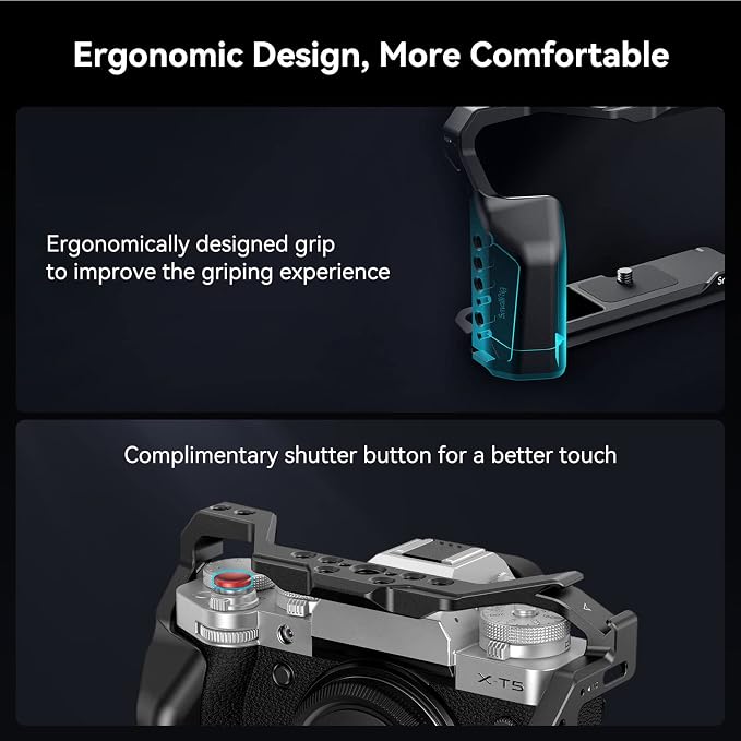 SMALLRIG Aluminum Camera Full Cage for FUJIFILM X-T5 with Shutter Button | Built-in QD port, NATO rails, and quick release plate for Arca - Image 3