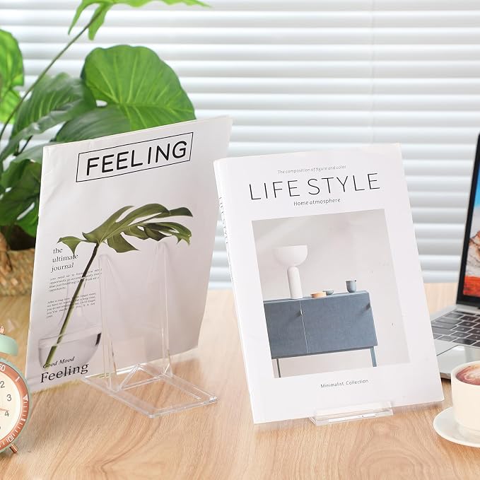 6 Pack Acrylic Book Stand for Display Adjustable, 5.91in H | Clear Display Holder Easel Collector Stand for Home Office, Back to School Comic Album CD Magazine Postcard Artworks - Image 3