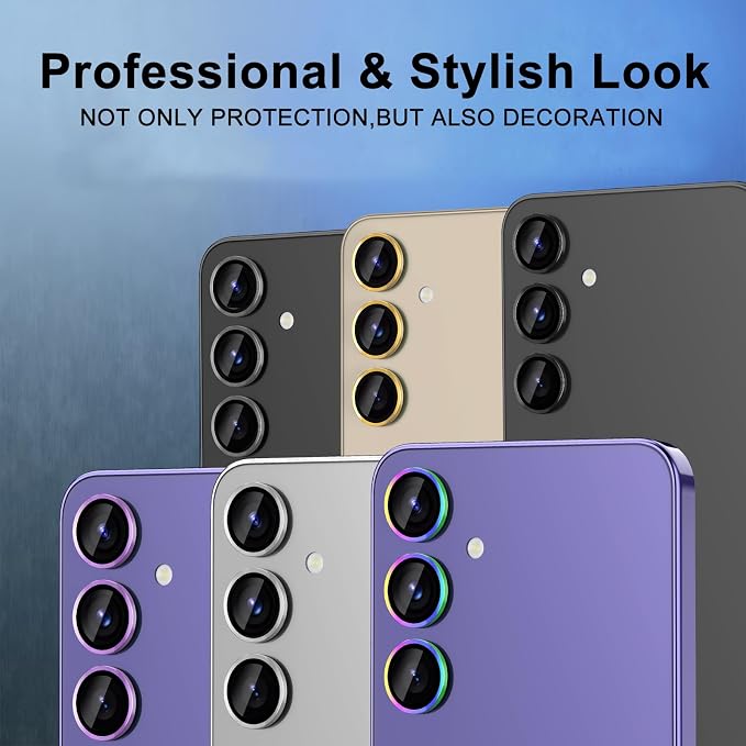 for Samsung Galaxy S24 Camera Lens Protector, Individual Metal Ring Tempered Glass Lens Cover, [Strong Adsorption] Scratch Resistant Ultra-Thin HD Clear Lens Cover, 2 Sets-Purple - Image 7