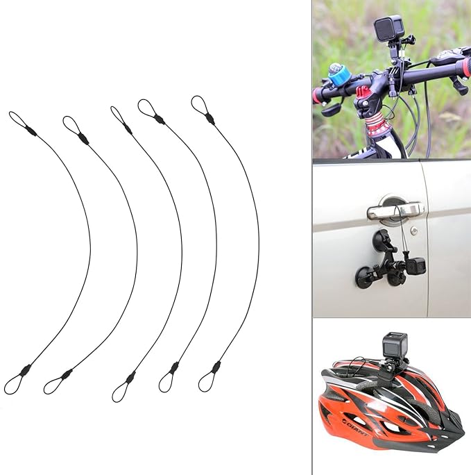 SIOTI Steel Tether Lanyard with 5PCS 12Inch for GoPro Hero 6/5/4/3+/3/2/1/Session,Action Camera and Other Applicable Equipment(12in) - Image 4