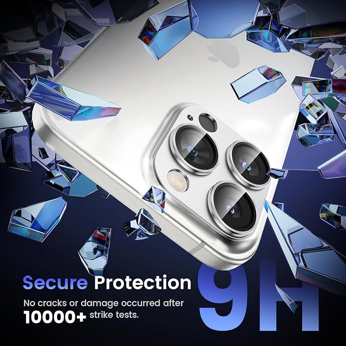 Tensea for iPhone 16 Pro Max/16 Pro/14 Pro Max/14 Pro Camera Lens Protector | Metal Aluminum Alloy Tempered Glass Cover Camera Screen Protector Accessories, Case Friendly - Image 4