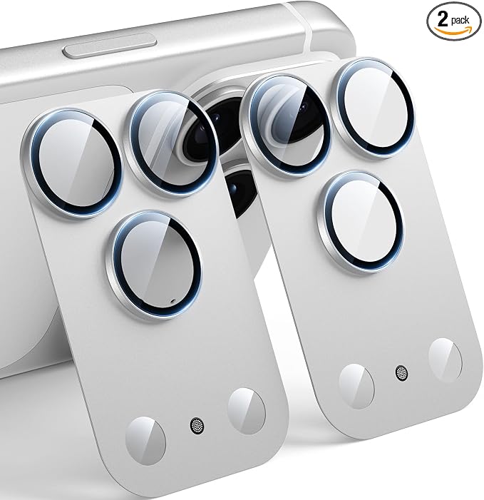 TAURI 2 Pack for iPhone 17 Pro Camera Lens Protector, Silver | Full Coverage Military-Grade Shatterproof, Upgrade AR Anti-Reflection Ultra Clear Transmission & Case Friendly by TAURI
