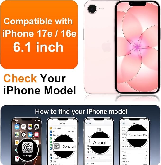 Magnetic Glossy Case for iPhone 17e,iPhone17e/16e Phone Case Slim Clear Luxury with Screen Protector & Camera Protector [Compatible with MagSafe], Shockproof Cover for iPhone Case 17e-Pink - Image 2