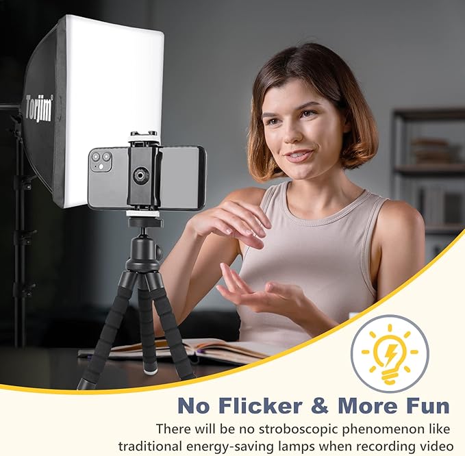 Torjim Softbox Photography Lighting Kit | 16" X 16" & 85W LED Studio Light | Soft Diffusion For Even Light | 3000-7500K Adjustable LED Bulbs for Studio Photo Video Recording Live Streaming Portraits - Image 6