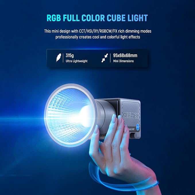 NEEWER HS60C Pro 60W Portable RGB LED Video Light, APP DMX/Panel Control/Custom Effects/Light Group 8700Lx/1m 2700-6500K CRI97+ COB Continuous Output Lighting for Video Recording Studio Photography - Image 2