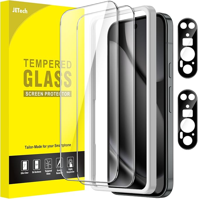 JETech Screen Protector for Google Pixel 10 Pro, 2+2 Pack | with Camera Lens Protector, HD Clear Tempered Glass, Anti-Scratch Protection, Easy Installation Tool by JETech
