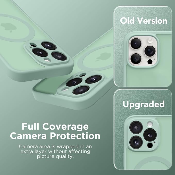 CAPRARO for iPhone 13 Pro Max Case, Compatible with MagSafe Mint Green | Upgraded [Full Camera Protection] Shockproof Protective Slim Translucent Matte Magnetic Phone Case 6.7'', Mint Green - Image 6