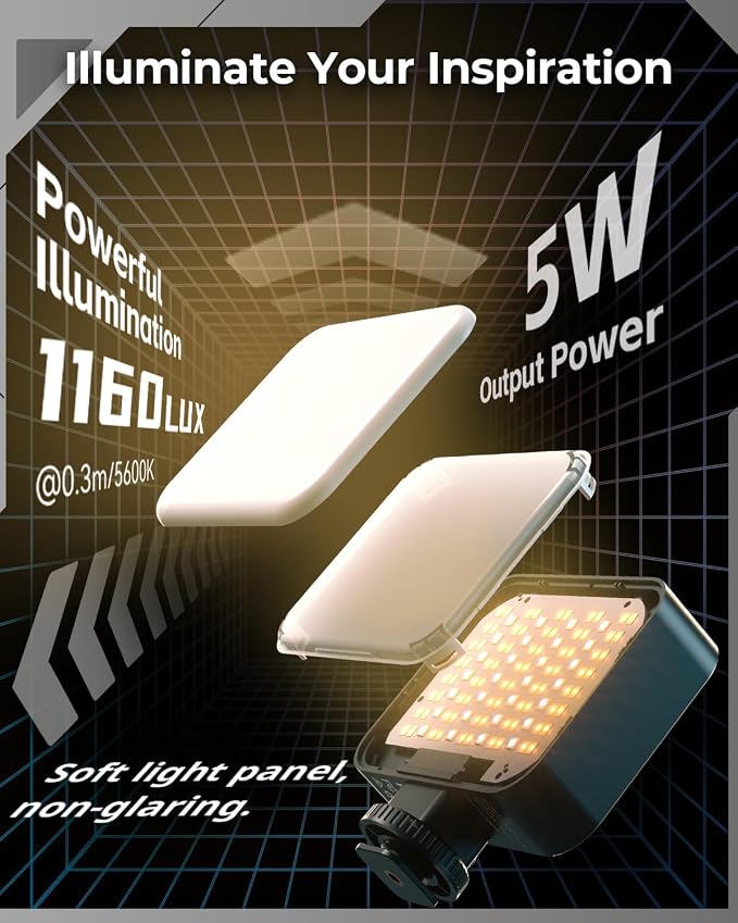SMALLRIG P96 Pro Mini LED Video Light, Portable Photography Camera Light | Bi-Color 2500-6500K CRI95+, 1500mAh, LCD Screen, 5 Effects, Cold Shoe Fill Light Accessories for Content Creator, Streaming - Image 4