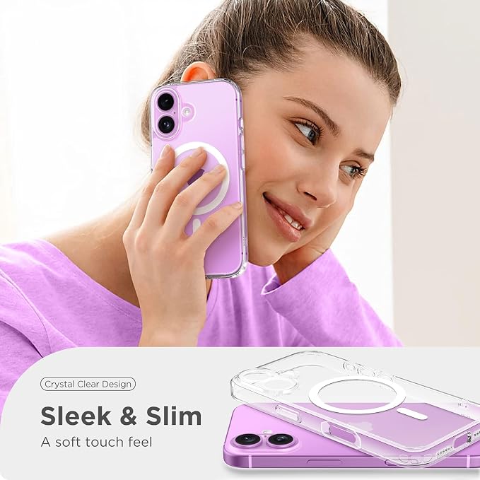 CAPRARO for iPhone 16 Case, Compatible with MagSafe Clear | Upgraded [Full Camera Protection] Protective Translucent Matte Women Girl Magnetic Phone Case Cover, Clear - Image 8