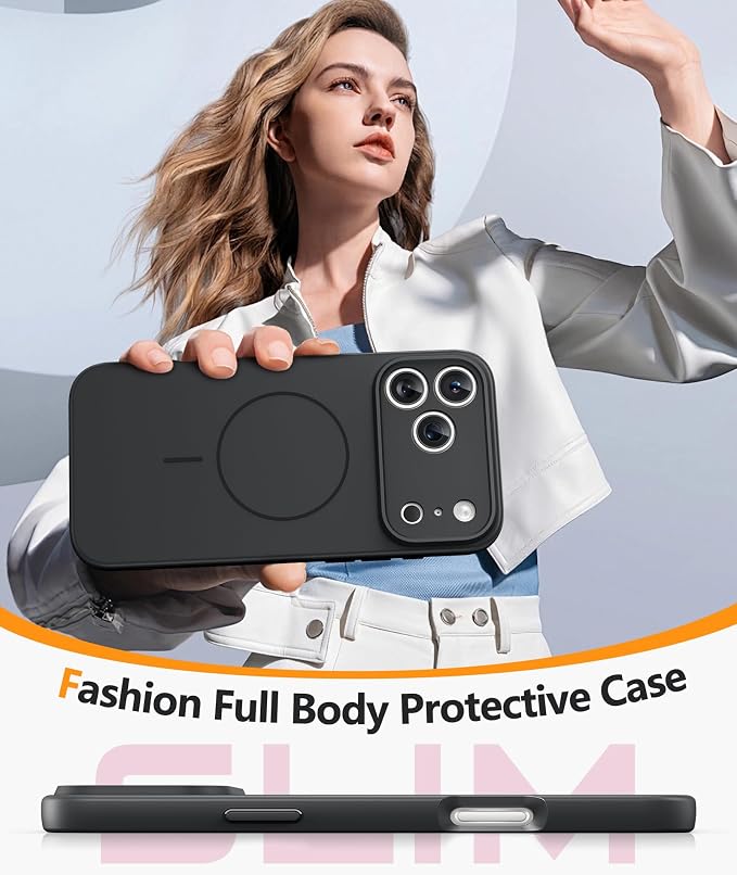 FNTCASE for iPhone 17 Pro Case, Fit for Magsafe, Screen Protector | Full Camera Protection, Integrated Silicone, 14FT Military Grade Drop Proof, Shockproof Protective Phone Cover, Full Black - Image 7