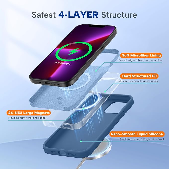 Miracase Magnetic for iPhone 15 Pro Case, Silicone, Soft Microfiber Lining - Image 3