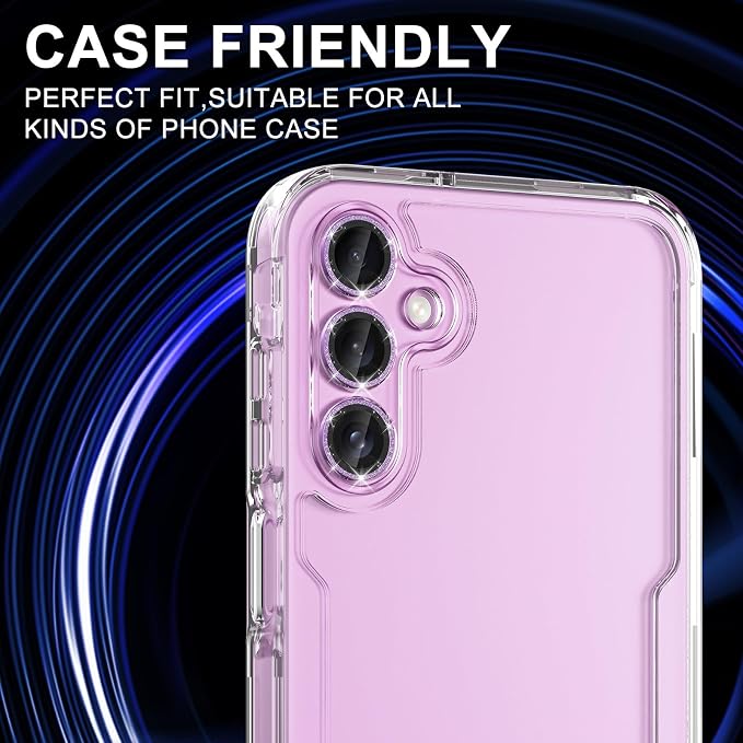 for Samsung Galaxy A35 5G Camera Lens Protector, Individual Metal Ring Tempered Glass Lens Cover, [Strong Adsorption] Scratch Resistant Ultra-Thin HD Clear Lens Cover, 1 Set-Purple Sparkly - Image 5