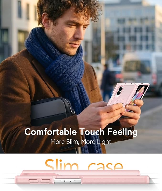 FNTCASE for Samsung Galaxy Z Fold 8 Case, Fit for Magsafe, Hinge Protection | Screen Protector, Translucent Matte Magnetic Back, 18FT Military Grade Drop Proof, Protective Phone Cover, Light Pink - Image 7