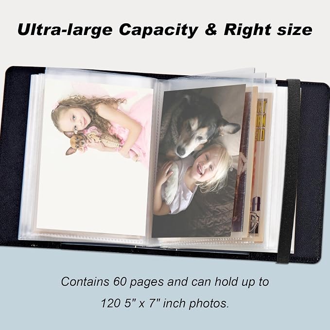 Small Photo Album 5x7, 60 Pockets Holds 120 Photos, Slip-in Pocket Photo Album with Black Elastic Band for Family Wedding Baby Travel Pictures, Maple Leaf - Image 4