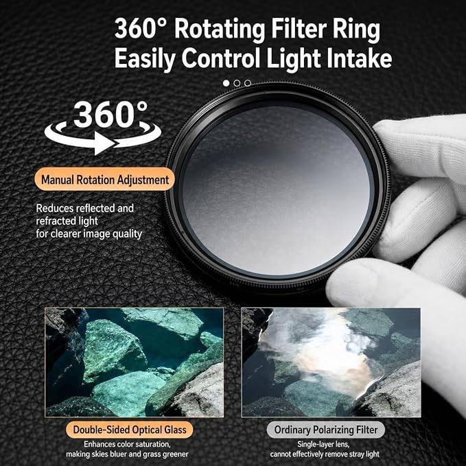 52mm Clip-on CPL Phone Camera Lens Filter Kit, Circular Polarizer Polarizing Filter Compatible with iPhone 17 16 15 14 13 12 11 - Image 2