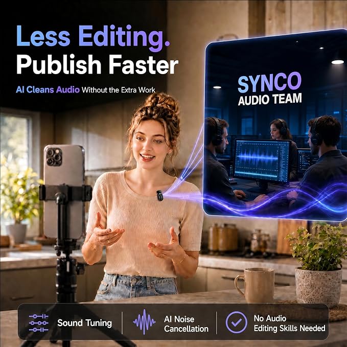 SYNCO AI Mini Wireless Lavalier Microphone for Android USB-C Creators | AI Translation & Instant Summaries, AI Noise Reduction and Mind Maps, Save Time for Vlogs, Interviews, Meetings, Travel - Image 4