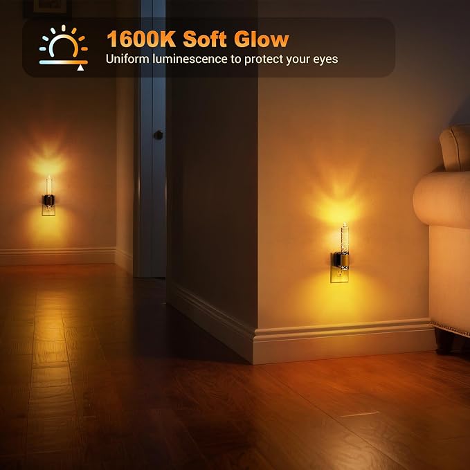 JandCase Night Light, Flameless Candle Night Lights Plug into Wall, 1 Pack | Dusk to Dawn Sensor Aesthetic Automatic Nightlight, Dimmable Amber LED Nightlights, Decorative nite light for Adults Bathroom - Image 4