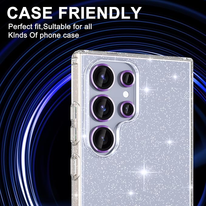 for Samsung Galaxy S25 Ultra Camera Lens Protector, Individual Metal Ring Tempered Glass Lens Cover, [Strong Adsorption] Scratch Resistant Ultra-Thin HD Clear Lens Cover, 1 Set-Purple - Image 5