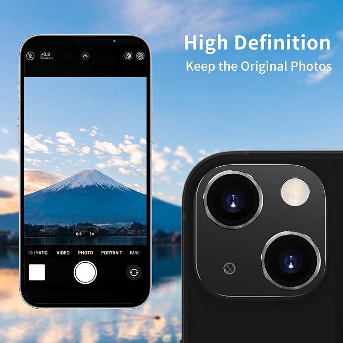 Compatible with iPhone 15 and 15 Plus Camera Lens Protector, Anti-Scratch Tempered Glass Len Screen Protector Shockproof Full Protective Camera Cover Case Friendly Lens Cover-Blue - Image 3
