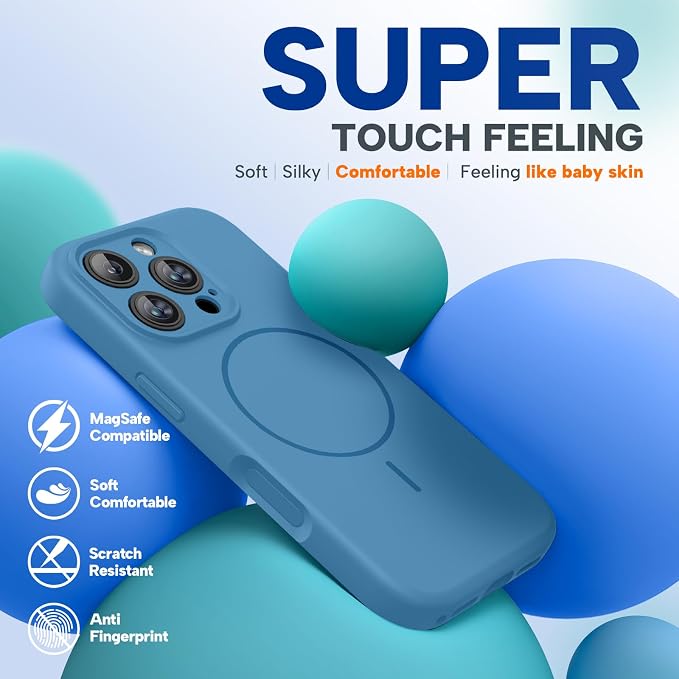 miracase Magnetic for iPhone 16 Pro Case, [Soft Anti-Scratch Microfiber Lining], Compatible with MagSafe, Liquid Silicone Case Shockproof Drop Protection Phone Case for 16 Pro,Capri Blue | Compatible with MagSafe, Soft Microfiber Lining, Liquid Silicon... - Image 6