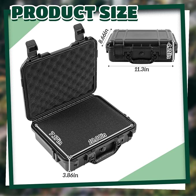 Relaxweex 1 Pcs Waterproof Hard Case with DIY Customizable Foam Insert Portable Protective Case with Knife for Camera Drones Equipments Tools Test Instruments(Black,11.3 x 8.7 x 4.2 Inch) - Image 2