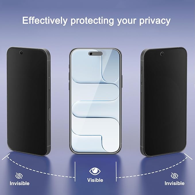 Ailun Privacy Screen Protector+Camera Lens Protector for iPhone Air /17 Air | 3+3 Pack, 6.5 inch, Installation Frame, Dynamic Island Compatible, Anti Spy, Tempered Glass, Not for iPhone17/Pro/ProMax - Image 2