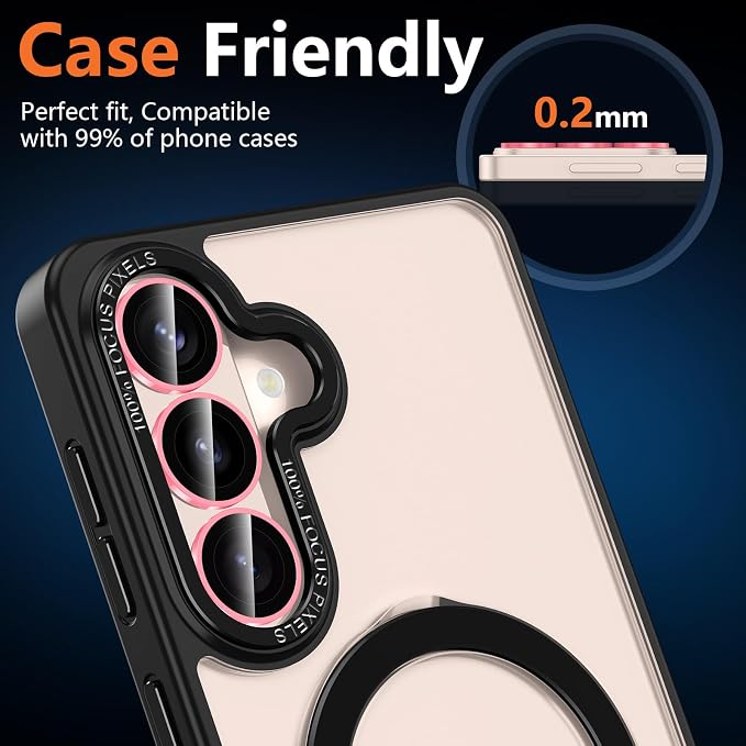 for Samsung Galaxy S26 Camera Lens Protector, Individual Metal Ring Tempered Glass Lens Cover, [Strong Adsorption] Scratch Resistant Ultra-Thin HD Clear Lens Cover, 1 Set-Pink Shine - Image 8