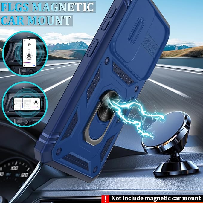 Gritup for Samsung Galaxy S26 Case with Slide Camera Cover | 2*Screen Protector, Build in 360° Rotating Ring Kickstand, Military Grade Protective Cover for Samsung S 26, Blue - Image 7