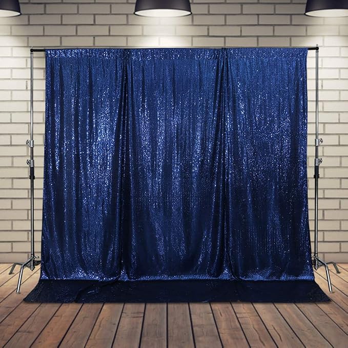 SquarePie 8x8ft Navy Blue Sequin Backdrop, High Density Non-Transparent Glitter Curtain for Photography, Birthday, Wedding Party Decorations, Thick Solid Background with 4" Rod Pocket, 1 Panel - Image 8