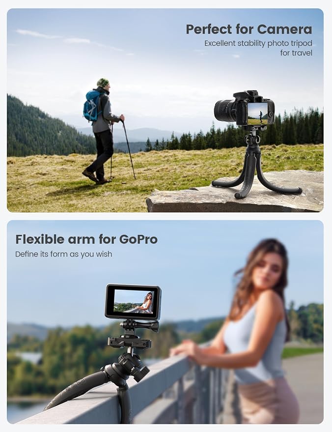 Lamicall Tripod for iPhone with Wireless Remote 8-Strand Aluminum Core | Flexible Silicone Legs, Heavy-Duty Phone Stand with 1/4'' Screw & Cold Shoe for iPhone Pocket 3/4 Samsung GoPro DSLR Camera - Image 5