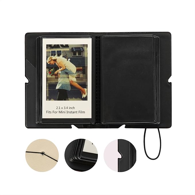 2x3 Instax Mini Photo Album, 28 Pockets. Beige, 2PK | Portable Wallet Size Album Stores 2x3 inch Instant Photos. Fits Polaroid, Instax Mini, Kodak Mini Prints and Zink. - Image 3