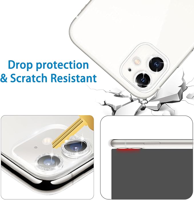 【3 Pack】Dengduoduo Camera Lens Protector for iPhone 11 & iPhone 12 Mini,Glitter Bling Sparkle Ultra HD, Tempered Glass, 13H Hardness, Anti-Scratch, Case Friendly, Easy to Install [No Affect on Night - Image 5