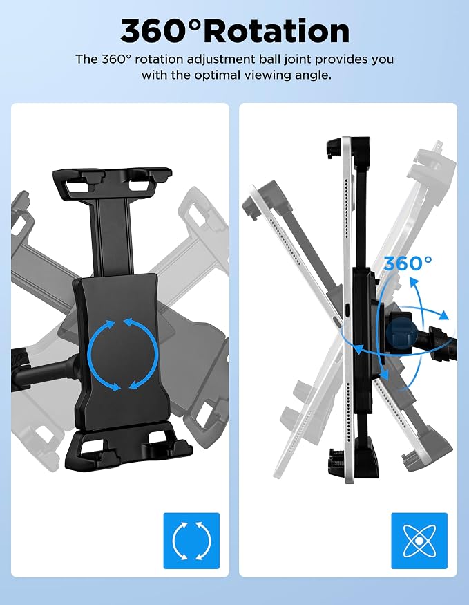 LZSIG Tablet Holder for Mic Stand, Adjustable iPad iPhone Mount for Music Stand - Compatible with Kindle/Android/Smartphones, Fits 4.7 to 13.5-inch Devices | Adjustable 360° Swivel Phone Stand for Tripod, Clamp Attachment Mount Fits 4.7-13.5" Screens, ... - Image 3